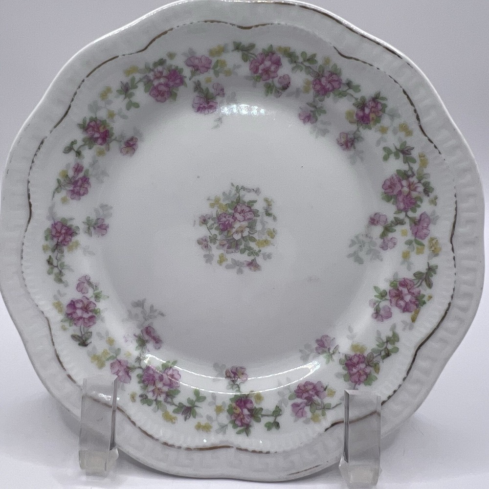Haviland Limoges Dinner Plate Scalloped Pink Flowers Gold Trim